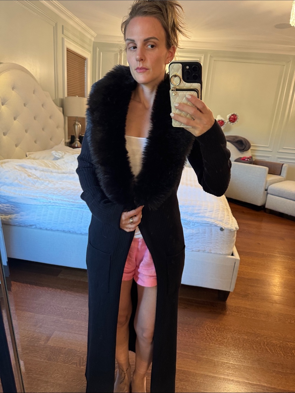 Show Me Your MuMu Black Long Knit sweater  with Faux Fur Collar